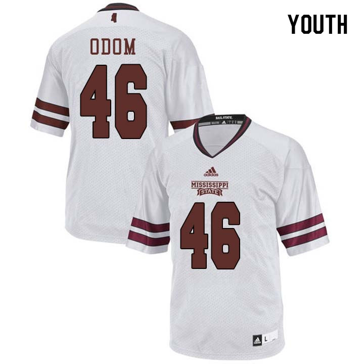 Youth #46 Aaron Odom Mississippi State Bulldogs College Football Jerseys Sale-White - Click Image to Close